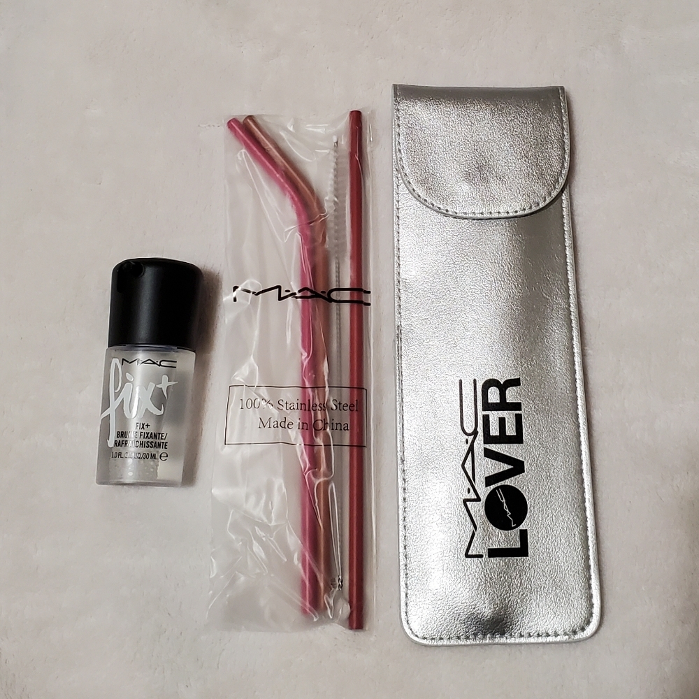 MAC makeup setting spray and MAC stainless steel straw set